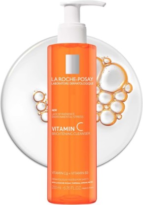Picture of La Roche-Posay Vitamin C Brightening Face Wash Cleanser | Gentle foaming facial cleanser with vitamin Cg and vitamin B3 to brighten and even skin tone. Cleanses dirt and makeup.