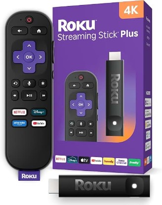 Picture of Roku Streaming Stick Plus with Voice Remote - 4K & HDR10+ | 4K & HDR Streaming Device for TV with Roku Voice Remote - Free & Live Local News, Sports