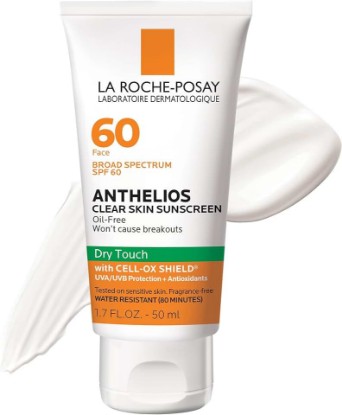 Picture of La Roche-Posay Anthelios Clear Skin Dry Touch Sunscreen for Face, SPF 60 | Broad spectrum sunscreen with antioxidants, oil absorbing & non-greasy. Oxybenzone free, dry touch travel size sunscreen.