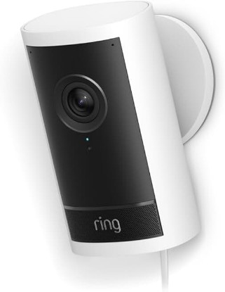 Picture of Ring Outdoor Cam Pro, Plug-In (newest model), Home or business security, Retinal 4K with wide-angle video, 10x Enhanced Zoom, and Low-Light Sight, White