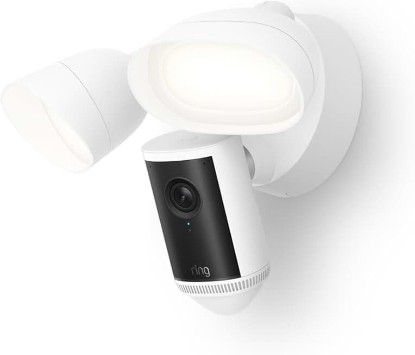Picture of Ring Floodlight Cam Pro, Wired (newest model), Home or business security, Retinal 4K with wide-angle video, 10x Enhanced Zoom, and 2000 Lumen Floodlights, White