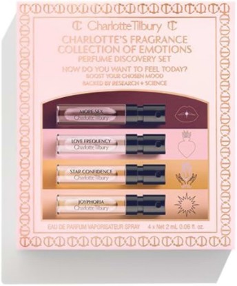 Picture of Charlotte Tilbury Perfume Discovery Set - 4 Trial Minis (2ml), Travel Set | Love Frequency, More Sex, Joyphoria & Star Confidence Eau De Parfum for Women - Gift Essential - Pheromone Perfume