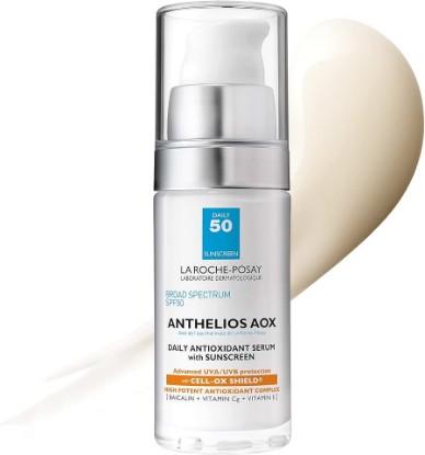 Picture of La Roche-Posay Anthelios AOX Antioxidant Serum with Sunscreen SPF 50 1oz | Antioxidant facial moisturizing serum with baicalin, vitamin C & E. Advanced UVA/UVB protection for sensitive skin.