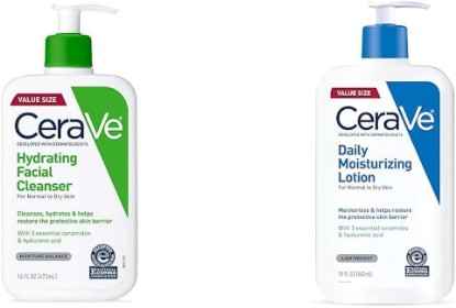Picture of CeraVe Hydrating Facial Cleanser + Daily Moisturizing Lotion Bundle | Non-Foaming Face Wash with Hyaluronic Acid and 3 Essential Ceramides | Fragrance Free Body and Facial Moisturizer