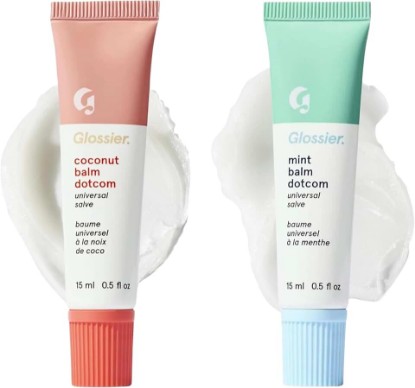 Picture of Glossier Dotcom Duo - Mint (15ml) & Coconut Lip Balm (15ml), Clear Hydrating Care for Dry Lips with Cooling & Tropical Scents
