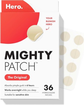 Picture of Mighty Patch Hero Cosmetics Original Nighttime Acne Pimple Patches, 36 Ct | #1 Hydrocolloid Acne Patches, Shrinking Zits & Whiteheads in 1 Use, Spot Treatment, Pimple Stickers for Face
