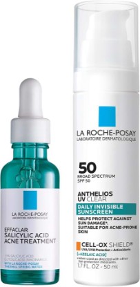 Picture of Bundle of La Roche-Posay Effaclar Salicylic Acid Treatment to Minimize Pores, Clear Acne Blemishes and Post Acne Marks + Anthelios UV Clear Sunscreen SPF 50, Daily Sunscreen for Face with Azelaic Acid