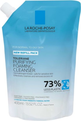 Picture of La Roche-Posay Toleriane Purifying Foaming Facial Cleanser with Niacinamide | Oil free face wash for sensitive skin with niacinamide and ceramides. Pore cleanser that won’t dry out skin and is soap free. Cradle to Cradle Certified
