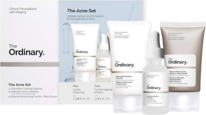 Picture of The Ordinary The Acne Set, 3-Step Skin Regimen with Glucoside Foaming Cleanser, Salicylic Acid 2% Solution, and Natural Moisturizing Factors + Beta Glucan | Skin Care Set