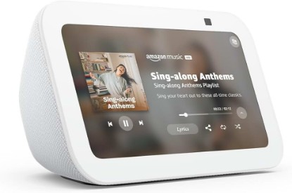 Picture of Amazon Echo Show 5 (newest model), Smart display, Designed for Alexa+, 2x the bass and clearer sound, Glacier White Reducing CO2