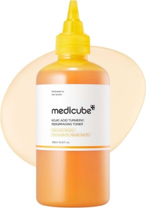 Picture of medicube Kojic Acid Turmeric Smoothing Toner for Face & Body | Lightweight Toner for Balancing Uneven Skin Tone & Texture - Niacinamide, Glycolic Acid for Clear Glass Skin, 8.45 fl.oz