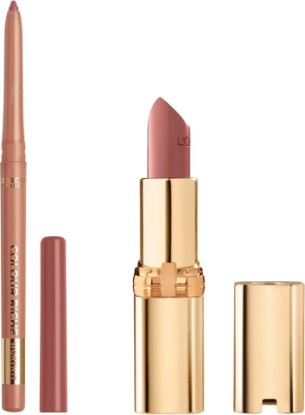 Picture of L’Oréal Paris Colour Riche Lipstick and Lip Liner Set, Includes 1 Satin Lipstick and 1 Creamy Lip Pencil For Bold, Nourished Lip Color, Worth It, 1 Kit