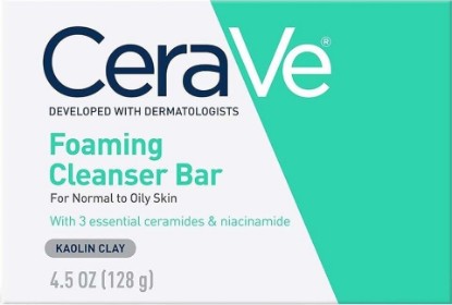 Picture of CeraVe Foaming Cleanser Bar, Face & Body Wash, Soap for Oily Skin, 4.5oz | Soap-Free Formula with Niacinamide and Ceramides Balances Oily Skin and Locks In Moisture without Any Tight, Dry Feeling