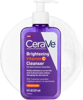 Picture of CeraVe Brightening Vitamin C Facial Cleanser, Niacinamide Face Wash, 8oz | Hydrating Skin Care Formula with Ceramides, Gently Exfoliates To Fade Discoloration and Reveal a Radiant Complexion