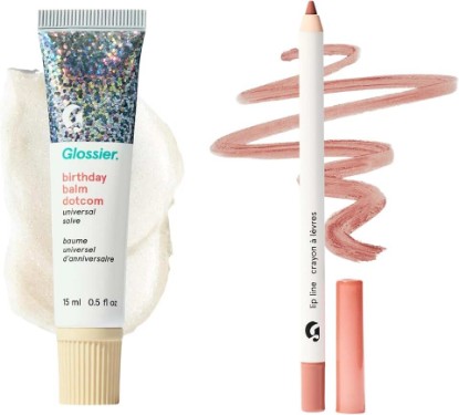 Picture of Glossier Lip Duo, Birthday Balm Dotcom + Graze Liner, 2 Count | Soft Shimmer & Nude, Defines, Shapes & Hydrates, Tinted Universal Salve + Creamy Enhancing Pencil, Smudge & Transfer Resistan