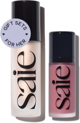 Picture of Saie Radiant Glow Duo - Dew Liquid Blush (Chilly, .40 oz) + Glowy Super Gel (Starglow, 1 oz) - Hydrating Cream Blush & Illuminating Primer for a Luminous, Natural Finish