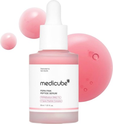 Picture of medicube PDRN Pink Peptide Serum with Salmon DNA | Pink Glow Serum - Peptides & Niacinamide for Hydration & Firm-Looking Skin, Uneven Tone Care, Korean Skincare, 1.01 fl. Oz