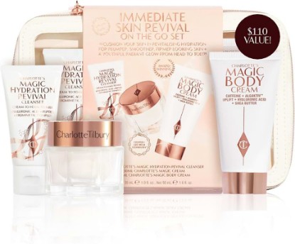 Picture of Charlotte Tilbury Immediate Skin Revival Mini Skin Care Set - Travel Size | 3-Step Skincare Kit - Glow Toner, Magic Serum & Magic Cream - Brightening, Firming & Hydrating Daily Routine - TSA Approved
