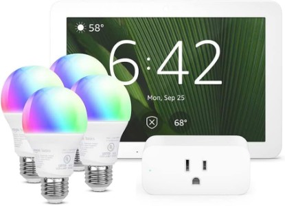 Picture of Smart Home Starter Kit | Includes Echo Hub, Amazon Smart Plug and 4 Amazon Basics Smart Bulbs, Designed for Alexa+