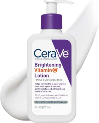Picture of CeraVe Brightening Vitamin C Body Lotion, Skincare with Niacinamide, 8oz | Brightening Body Lotion & Moisturizer, Dark Spot Corrector with Ceramides & LHA, Fragrance Free, Suitable for Sensitive Skin