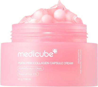 Picture of medicube Capsule Cream with Salmon DNA PDRN Pink Collagen | Lightweight Moisture Glow Cream with PDRN, Niacinamide - Uneven Skin Tone & Hydration Care, Korean Skincare, 1.94 oz