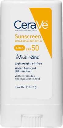 Picture of CeraVe Mineral Sunscreen Stick, SPF 50 Face Sunscreen, Travel Size, 0.47oz | FSA Eligible Zinc Oxide Face Sunscreen with Hyaluronic Acid and Ceramides Offers Water-Resistant, Mess-Free Protection