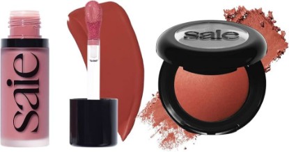 Picture of Saie Cheek Flush Duo - Dew Liquid Blush (.40 oz, Spicy), SuperSuede Baked Powder Blush (.01 oz, Ciao) - Layerable, Skin-Nourishing Blushes for a Seamless Radiant Finish