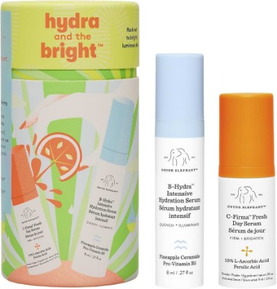 Picture of Drunk Elephant Hydra and the Bright - Includes C-Firma (9 ml) and B-Hydra (8 ml) - Clean Clinical Skincare - Cruelty-Free - Dermatologist-Tested - Free of Essential Oils, Silicones, and Fragrance