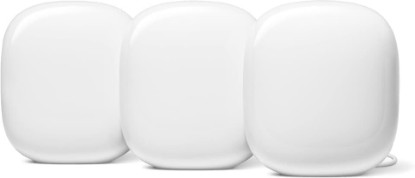 Picture of Google Nest WiFi Pro - 6E - Reliable Home Wi-Fi System with Fast Speed and Whole Home Coverage - Mesh Router - 3 Pack - Snow