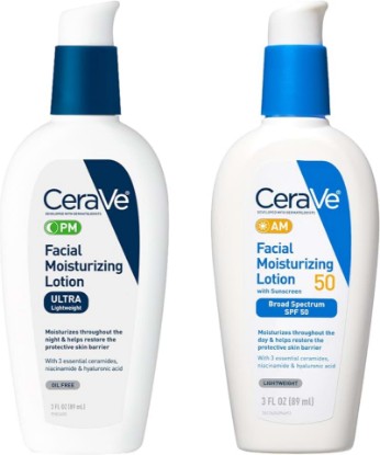 Picture of CeraVe PM Facial Moisturizing Lotion, 3 Ounce + AM Facial Moisturizing Lotion SPF 50, 3 Oz
