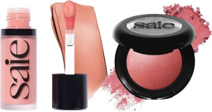 Picture of Saie Cheek Flush Duo - Dew Liquid Blush (.40 oz, Rosy), SuperSuede Baked Powder Blush (.01 oz, Mia) - Layerable, Skin-Nourishing Blushes for a Seamless Radiant Finish