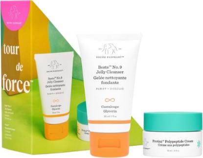 Picture of Drunk Elephant Tour de Force Travel Kit - Beste No.9 Jelly Cleanser (30ml/1 fl oz), Protini Polypeptide Cream (15 ml/0.5 fl oz) - Clean Clinical Skincare - Holiday Gift Set
