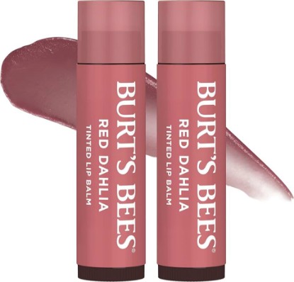 Picture of Burt's Bees Lip Tint Balm, Fiery Red Dahlia, 0.15 oz., 2 Tubes | Tinted Balm Formula, Color Infused with Hydrating Shea Butter for a Natural Looking Buildable Finish, 8 Hour Moisture