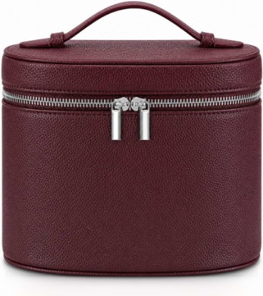 Picture of Makeup Bag Vanity Case Cosmetic Bag with Removable Divider Travel Toiletry Bag for Women Portable Make up Box Organizer, Burgundy
