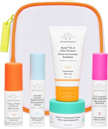 Picture of Drunk Elephant The Littles Kit - 5 Travel-Friendly A.M. and P.M. Essentials - Clean Clinical Skincare - Cruelty-Free - Dermatologist-Tested - Free of Essential Oils, Silicones, and Fragrance