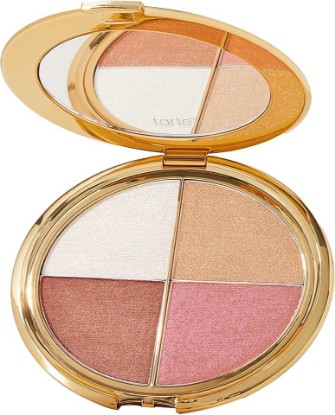 Picture of tarte glow wardrobe highlighting eye & cheek palette – Highlighter, Blush, Bronze & Eyeshadow All-in-One Face & Eye Viral Makeup for Everday Radiant Blendable Glow, Vegan & Cruelty Free, full size