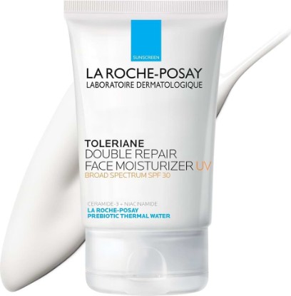 Picture of La Roche-Posay Toleriane Double Repair UV SPF 30 Face Moisturizer, 3.38oz | Daily moisturizing sunscreen for face with niacinamide and glycerin. Oil free face sunscreen for men and women.
