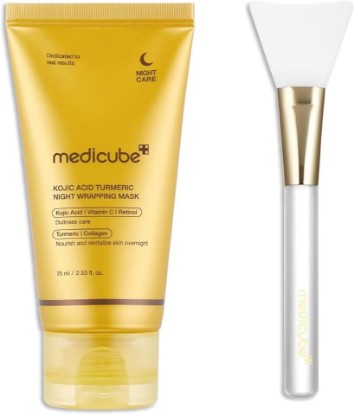 Picture of medicube Kojic Acid Wrapping Mask and Jelly Brush Set, Tone & Glow Care | Kojic Acid Turmeric Overnight Wrapping Peel Off Mask and Jelly Brush Set, Ultimate Korean Skincare, Perfect Gifts for Women