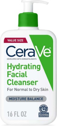 Picture of CeraVe Hydrating Cleanser with Hyaluronic Acid, Face Wash for Dry Skin,16oz | Skin Care For Men and Women, Daily Cleanser & Makeup Remover with Glycerin & Ceramides, National Eczema Association Certified Cradle to Cradle Certified