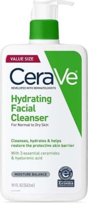 Picture of CeraVe Hydrating Cleanser with Hyaluronic Acid, Face Wash for Dry Skin,19oz | Skin Care For Men and Women, Daily Cleanser & Makeup Remover with Glycerin & Ceramides, National Eczema Association Certified Cradle to Cradle Certified