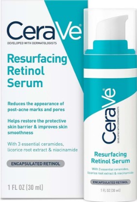 Picture of CeraVe Resurfacing Retinol Face Serum with Niacinamide, Pore Minimizer, 1oz | Skin Care Brightening Serum with Licorice Root, Acne Scar & Hyperpigmentation Treatment, Dark Spot Corrector, Skin Repair