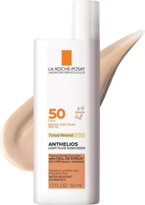 Picture of La Roche-Posay Anthelios Mineral Light Fluid Sunscreen for Face in 5 shades | Broad spectrum sunscreen, antioxidants, titanium dioxide & zinc oxide. No white cast, 5 shades, oil free & oxybenzone free.