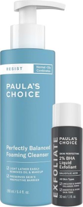 Picture of Paula's Choice RESIST Foaming Cleanser & Travel 2% BHA Liquid Exfoliant | Clears & Refines Oily & Combination Skin with Hyaluronic Acid, Aloe, & Salicylic Acid Liquid Exfoliant, Set of 2