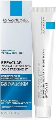 Picture of La Roche-Posay Effaclar Adapalene Gel 0.1% Acne Treatment, 1.6oz | Retinoid cream acne medication gel for blackheads and whiteheads. Oil free formula helps clear blemishes and clogged pores. Cradle to Cradle Certified