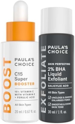 Picture of Paula's Choice C15 Vitamin C Serum & Travel 2% BHA Liquid Exfoliant | Boosts Radiance, Glow & Smoother Skin with Vitamin C & Salicylic Acid Liquid Exfoliant, Set of 2