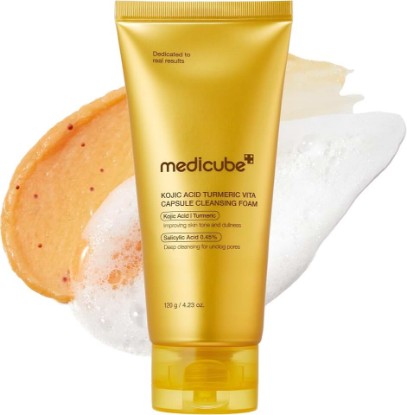 Picture of medicube Facial Cleanser Turmeric Capsule Foam Cleanser | Balancing Uneven Skin Tone & Texture - Fade Appearance of Uneven Patches, After Spot Care, Korean Skincare, 4.23 oz