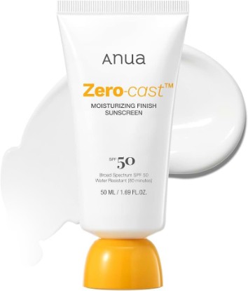 Picture of ANUA Zero-Cast Moisturizing Sunscreen SPF 50, 1.69 fl oz | Glow Natural Sunscreen for face, No White Cast, Hyaluronic Acid, Niacinamide, Oil-Free, Kpop Demon Hunters, Korean Skincare