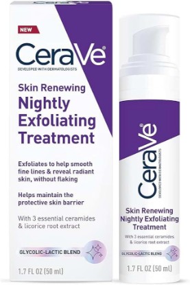 Picture of CeraVe Exfoliating Treatment, Anti Aging Serum with Glycolic Acid, 17oz | Nightly Formula with 5% Lactic Acid and Ceramides To Target Wrinkles and Act As a Dark Spot Corrector For Face