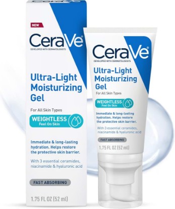 Picture of CeraVe Ultra-Light Moisturizing Gel, Niacinamide Face Moisturizer, 1.75oz | Oil-Free Hyaluronic Acid & Ceramide Gel Skin Care Formula Hydrates To Act As A Lightweight Moisturizer For Oily Skin