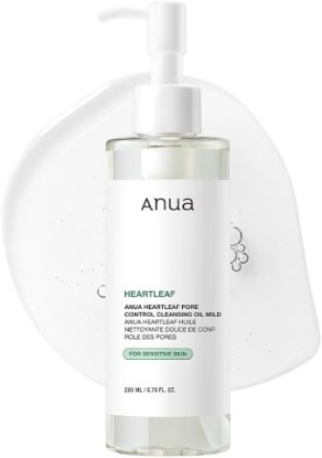 Picture of ANUA Heartleaf Pore Cleansing Oil Mild, 6.76 fl oz | Sensitive Skin Face Wash, Oil Cleanser for Face, Makeup Cleanser, Korean Skincare, Non-Comedogenic, Fragrance Free